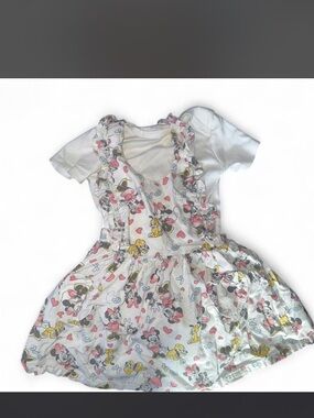 Vintage Minnie Mouse Print Dress with Ruffle Straps Size 12m